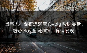 当事人在深夜遭遇唐心volg 暧昧蔓延，糖心vlog全网炸锅，详情发现