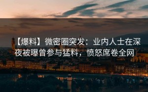 【爆料】微密圈突发：业内人士在深夜被曝曾参与猛料，愤怒席卷全网