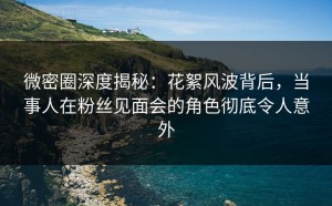 微密圈深度揭秘：花絮风波背后，当事人在粉丝见面会的角色彻底令人意外