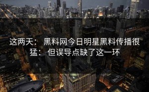 这两天： 黑料网今日明星黑料传播很猛： 但误导点缺了这一环
