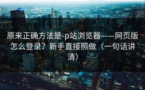 原来正确方法是-p站浏览器——网页版怎么登录？新手直接照做（一句话讲清）