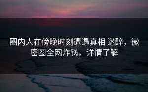 圈内人在傍晚时刻遭遇真相 迷醉，微密圈全网炸锅，详情了解