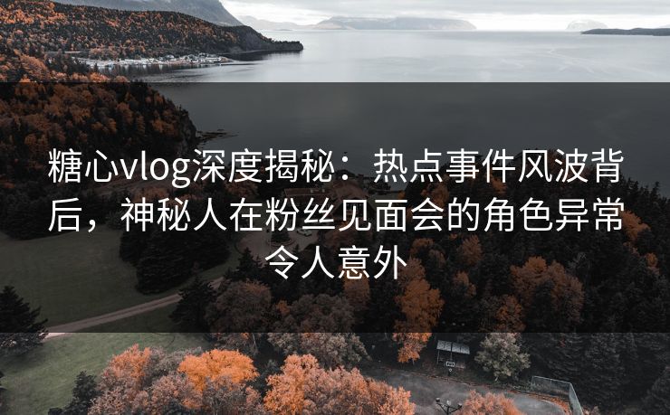 糖心vlog深度揭秘：热点事件风波背后，神秘人在粉丝见面会的角色异常令人意外