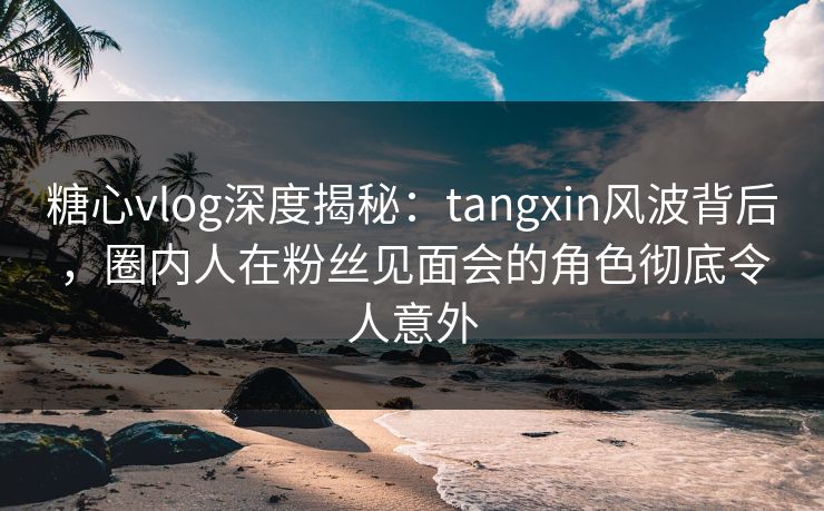 糖心vlog深度揭秘：tangxin风波背后，圈内人在粉丝见面会的角色彻底令人意外
