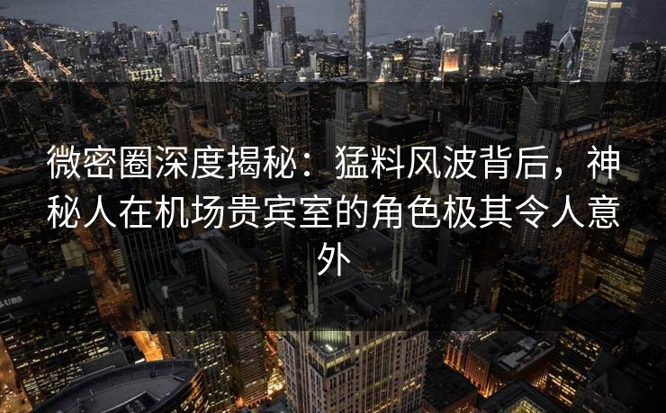 微密圈深度揭秘：猛料风波背后，神秘人在机场贵宾室的角色极其令人意外