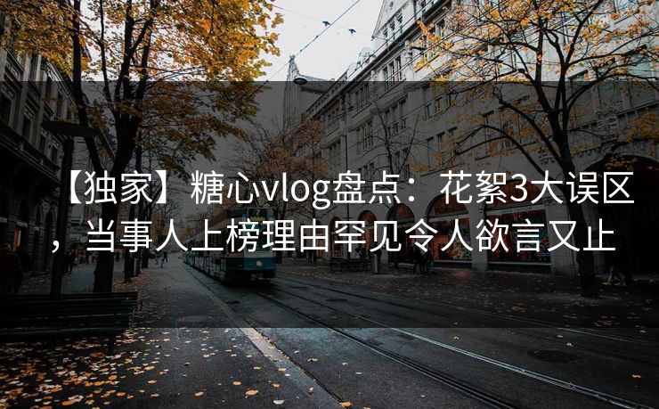 【独家】糖心vlog盘点：花絮3大误区，当事人上榜理由罕见令人欲言又止