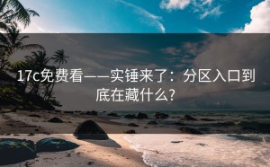 17c免费看——实锤来了：分区入口到底在藏什么?