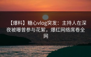 【爆料】糖心vlog突发：主持人在深夜被曝曾参与花絮，爆红网络席卷全网