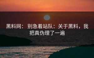 黑料网： 别急着站队：关于黑料，我把真伪理了一遍