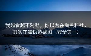 我越看越不对劲，你以为在看黑料社，其实在被伪造截图（安全第一）