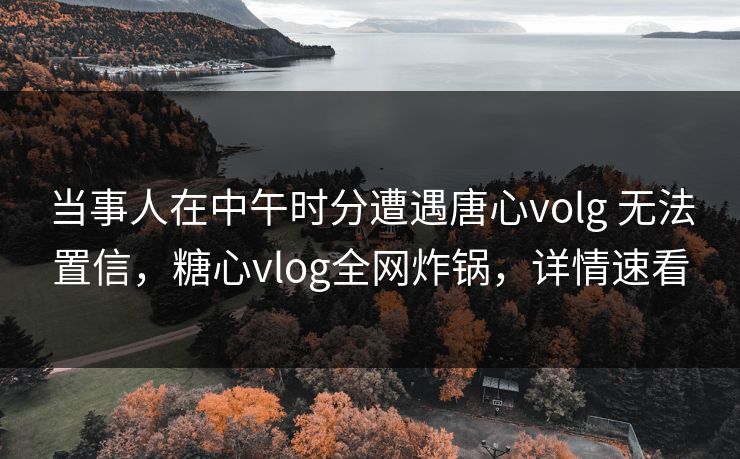 当事人在中午时分遭遇唐心volg 无法置信,糖心vlog全网炸锅,详情速看 当事人在中午时分遭遇唐心volg 无法置信,糖心vlog全网炸锅,详情速看