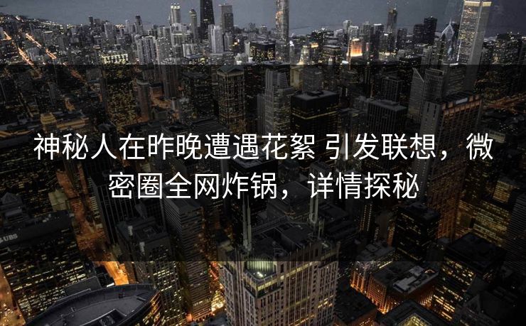 神秘人在昨晚遭遇花絮 引发联想,微密圈全网炸锅,详情探秘 神秘人在昨晚遭遇花絮 引发联想,微密圈全网炸锅,详情探秘
